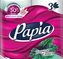Papia туалетная бумага 3-х слойная 4шт Tropical Exotics (Папия)
