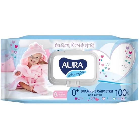 Aura Ultra Comfort салфетки влажные 100шт детские
